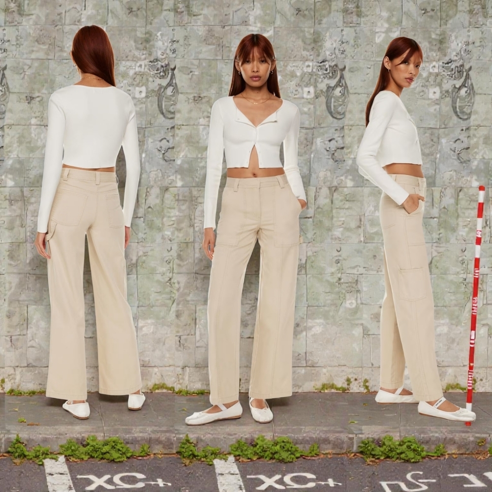 Aritzia SUN DEH Women's Oscar Ivory Mid-Rise Carpenter Pants